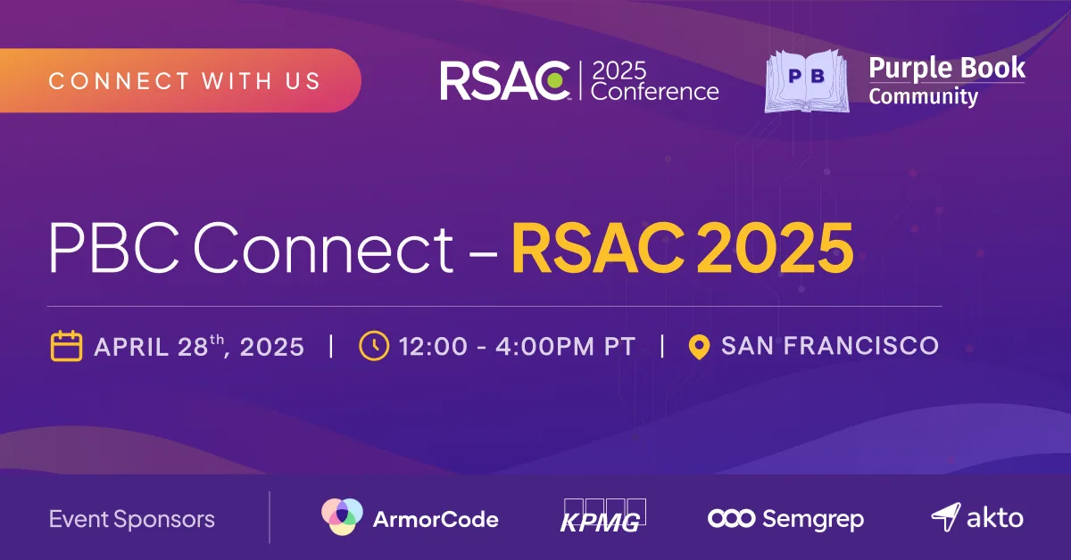 Network and learn with fellow cybersecurity leaders at The Purple Book Community's PBC Connect gathering at RSA Conference 2025